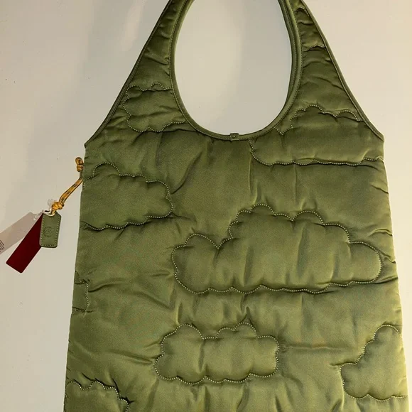 Coach Green Quilted Tote with Patch - Picture 2 of 5